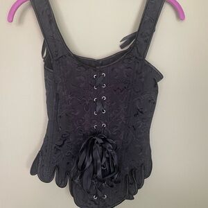 Black Lace-Up Corset Top Sz Small